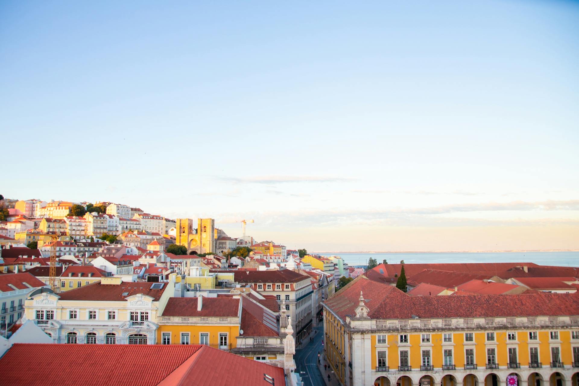 Lisbon colorful historic buildings and cityscape