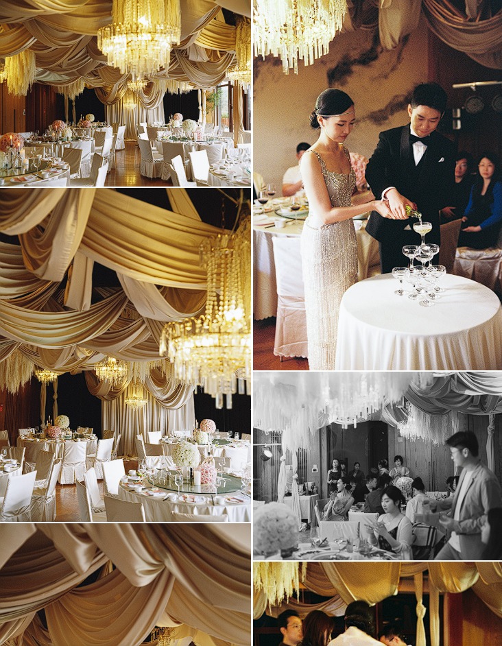 A grand indoor ballroom-style wedding reception